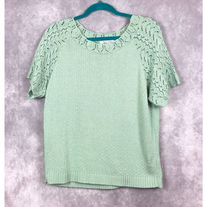 Haband Sweater Womens Medium Short Sleeve Knit Top Sea Foam Green Shirt Vintage